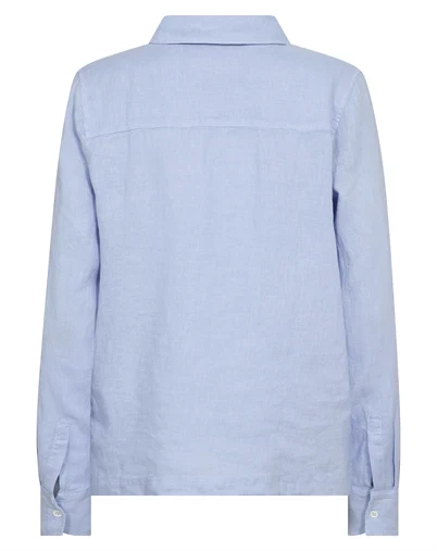 Mos Mosh - MMEnna Linen Pocket Bluse - Brunnera Blue